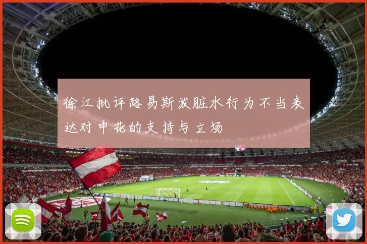 徐江批评路易斯泼脏水行为不当表达对申花的支持与立场